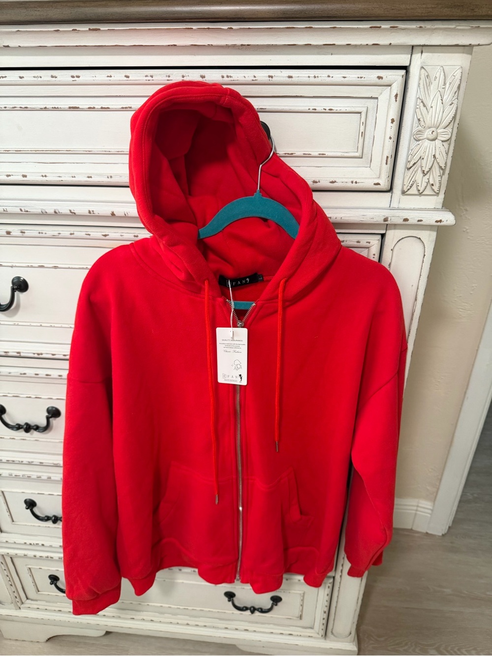 Men's Red Full-Zip Hooded Sweater